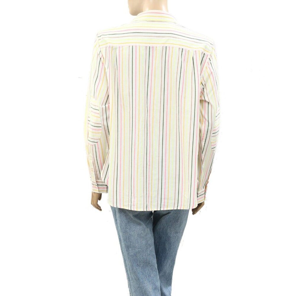 Kerri Rosenthal Shrunken Pia Shirt Tunic Top Buttondown Striped Poplin XL 267352 - Picture 9 of 10